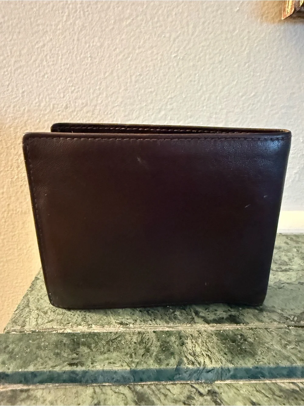 Fendi Men's Leather Card Holder Wallet - Dark Brown with Silver Plate